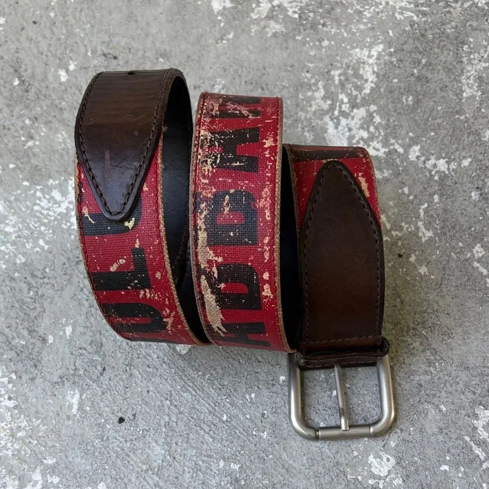 Dolce and Gabbana distressed red belt